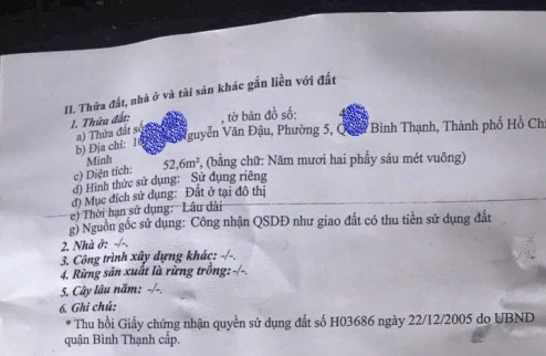 4.7 tỷ-CẦN BÁN GẤP NHÀ Hẻm xe hơi đậu trước cửa Nguyễn Văn Đậu - CN 52m2- 3PN