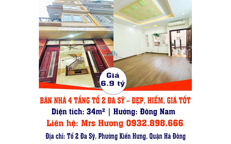 CHÍNH CHỦ BÁN NHÀ 4 TẦNG TỔ 2 ĐA SỸ – 34M² – ĐẸP, HIẾM, GIÁ TỐT!