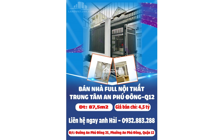 CHÍNH CHỦ BÁN NHÀ FULL NỘI THẤT TRUNG TÂM AN PHÚ ĐÔNG-Q12