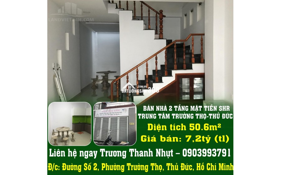 BÁN NHÀ 2 TẦNG MẶT TIỀN SHR TRUNG TÂM TRƯỜNG THỌ-THỦ ĐỨC