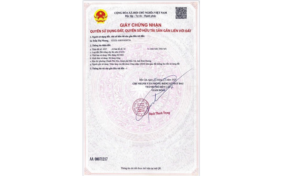 ĐẤT NỀN GIÁ RẺ THÀNH PHỐ BẾN CÁT- BÌNH DƯƠNG