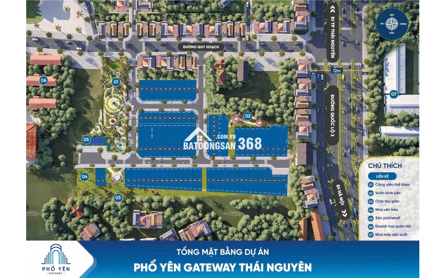 BÁN ĐẤT kHU ĐÔ THỊ PHỔ YÊN GATEWAY, TRUNG TÂM THÀNH PHỐ PHỔ YÊN, GẦN SAM SUNG, GIÁ CHỈ TỪ 1,6 TỶ