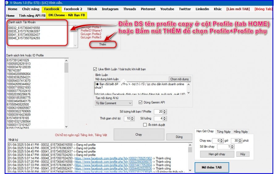 Phần Mềm Vshorts – Tự Động Hóa Marketing Facebook Toàn Diện 0961.006.186