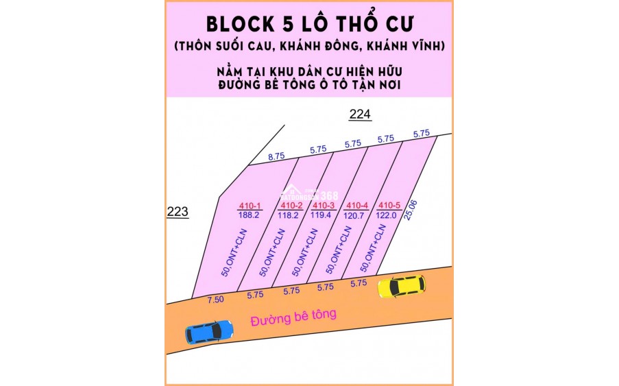 BÁN LOCK 5 LÔ KHÁNH ĐÔNG, KHÁNH VĨNH, KHÁNH HÒA FULL THỔ DÂN ĐÔNG 2 ĐẦU, ĐƯỜNG Ô TÔ TẬN ĐẤT