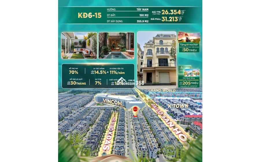 Biệt thự song lập KĐ6-15: Siêu phẩm đẳng cấp, vị trí vàng
Vinhomes Ocean Park 2