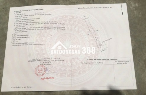 Đất thị xã chơn thành 5x50 có 50ODT chỉ hơn 200ttr  rẻ nhất thị xã chơn thành