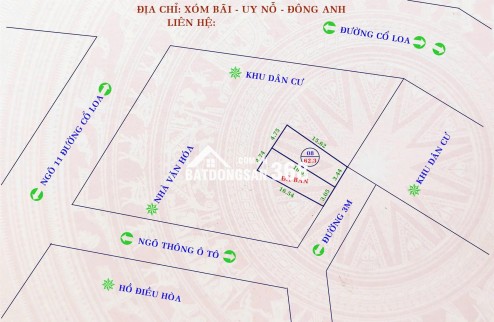Chính chủ gửi bán nhanh 62.3m2 đất xóm Bãi, Uy Nỗ, Đông Anh giá chỉ 55 triệu/m2 rẻ hơn thị trường 10 giá