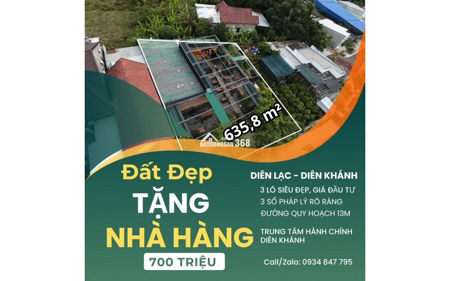  CẦN BÁN 3 LÔ ĐẤT TRUNG TÂM DIÊN LẠC – DIÊN KHÁNH – TẶNG NHÀ HÀNG XÂY DỰNG 700 TRIỆU!
