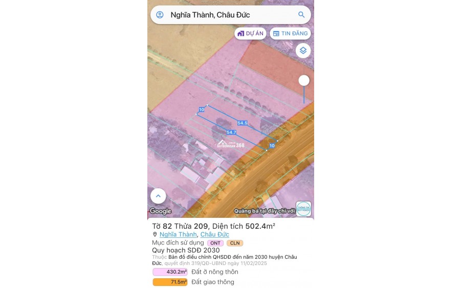 Chính Chủ Cần Bán Đất Mặt Tiền QL56 Bà Rịa Vũng Tàu