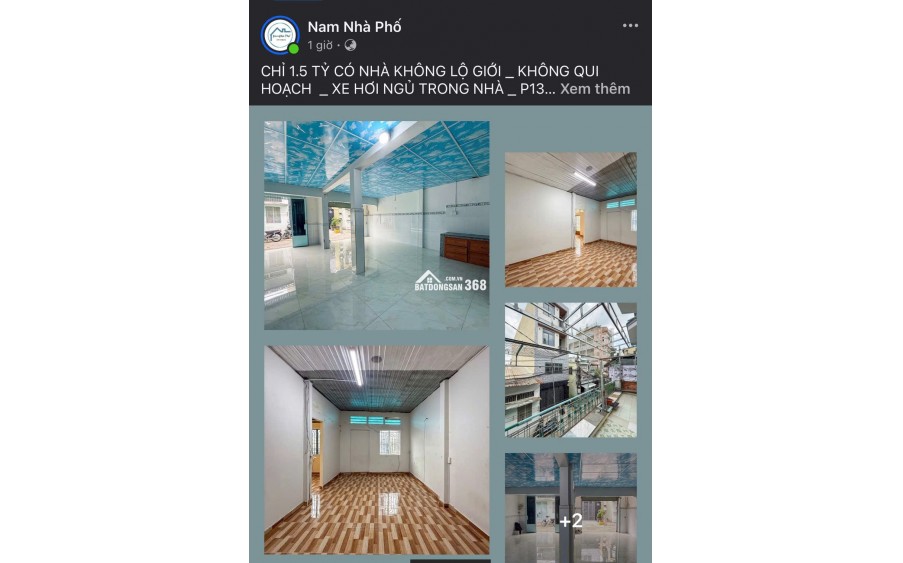 CHỈ 1.5 TỶ CÓ NHÀ KHÔNG LỘ GIỚI _ KHÔNG QUI HOẠCH _  NGỦ TRONG NHÀ _ P13 BÌNH THẠNH