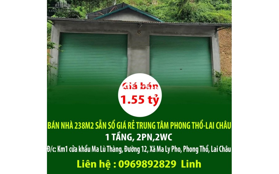 CHÍNH CHỦ BÁN NHÀ 238M2 SẴN SỔ GIÁ RẺ TRUNG TÂM PHONG THỔ-LAI CHÂU