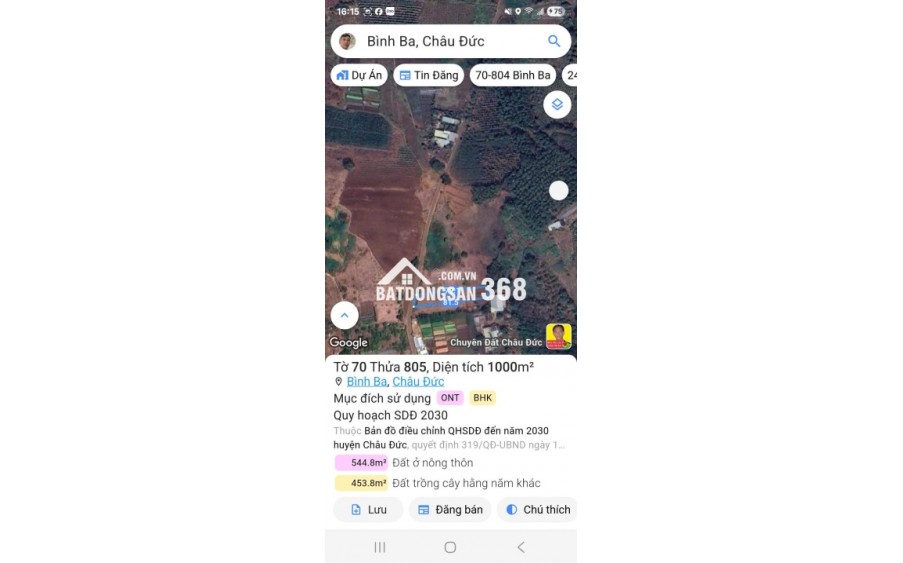 Đất đẹp xã Bình Ba, huyện Châu Đức, BRVT gần sân golf & KCN, có thổ cư, đầu tư tốt