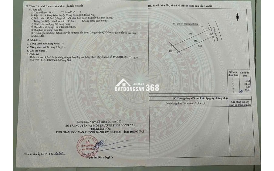  BÁN ĐẤT 143m² CHỈ TỪ 950 TRIỆU – SÔNG TRẦU, GẦN CHỢ SỐ 9 – ĐƯỜNG NHỰA, KD TỐT!