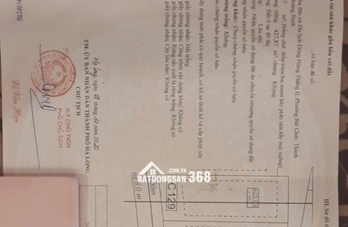 Bán  đất biệt thự Cái Dăm - Phường Bãi Cháy - TP Hạ Long.