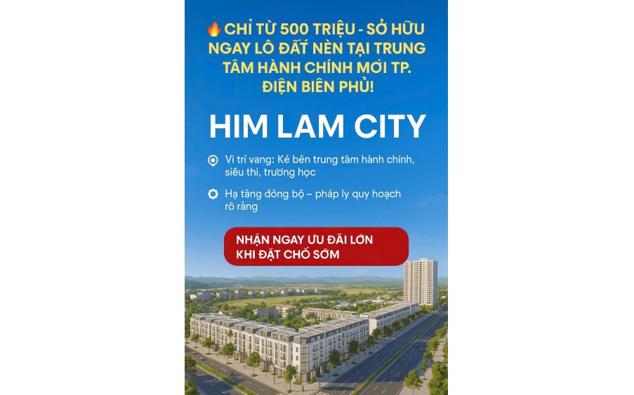 Bán đất Him Lam đường 60m Tp Điện Biên Phủ