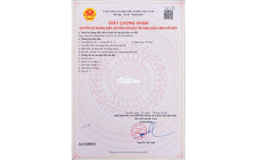 Bán đất nền Láng Hòa Lạc 100m2 giá 2.9 tỷ – đối diện Vin Trường Y, khu dân cư sầm uất  Nguyễn Hùng BĐS - 0989333012