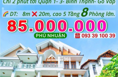 Thuê nguyên căn MẶT TIỀN đường hoa Phan Xích Long- 160m2- 5 tầng 8 Phòng: 85 Triệu. LH: 0933910039
