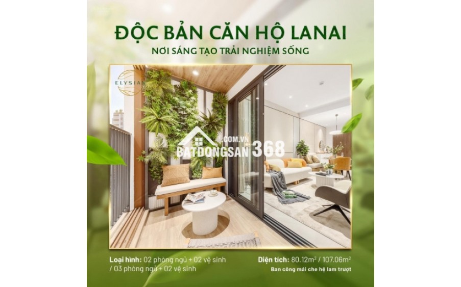 Căn hộ Elysian quận 9, rổ hàng đa dạng các căn từ 1,2,3PN giá tốt view đẹp, mua ngay trực tiếp CĐT, CK 8%, Thanh toán 5% ký HĐMB