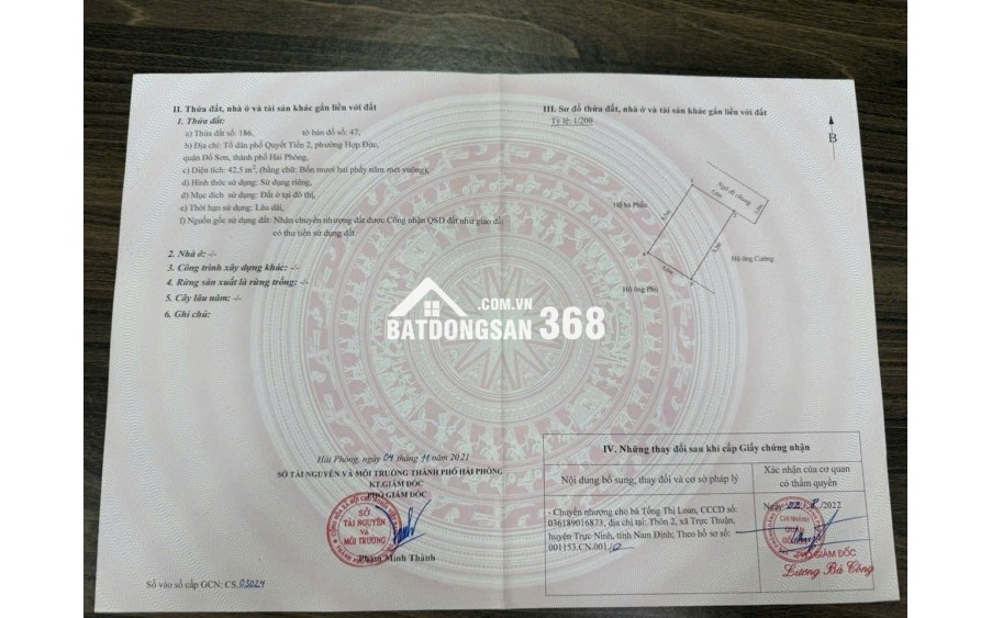 Chính chủ cần bán đất tại TDP Quyết Tiến, phường Hợp Đức, quận Đồ Sơn, Hải Phòng.