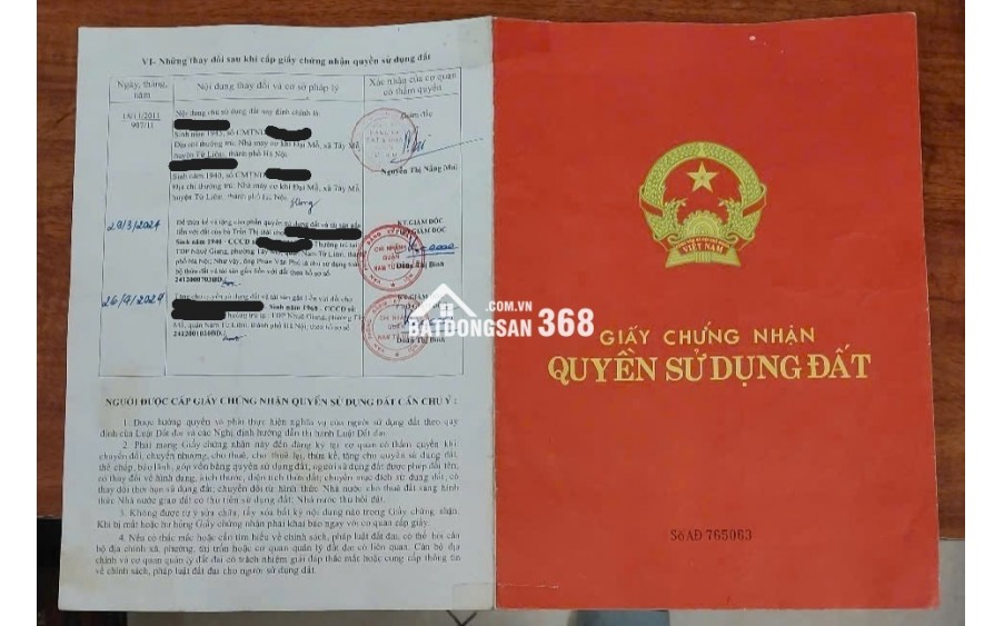 Bán gấp đất thổ cư, sổ đỏ chính chủ (1 chủ) tại Nhuệ Giang, Tây Mỗ, Nam Từ Liêm, Hà Nội: