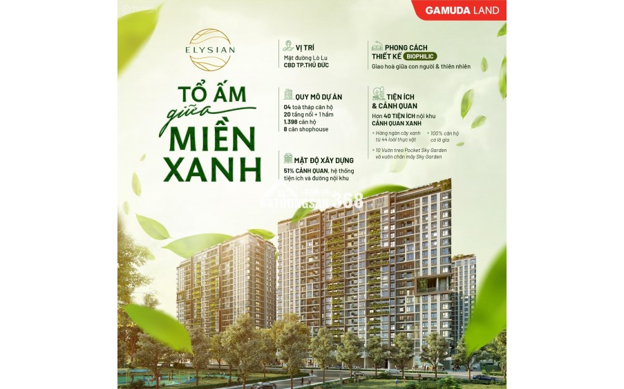 Căn hộ Elysian quận 9, rổ hàng đa dạng các căn từ 1,2,3PN giá tốt view đẹp, mua ngay trực tiếp CĐT, CK 8%, Thanh toán 5% ký HĐMB