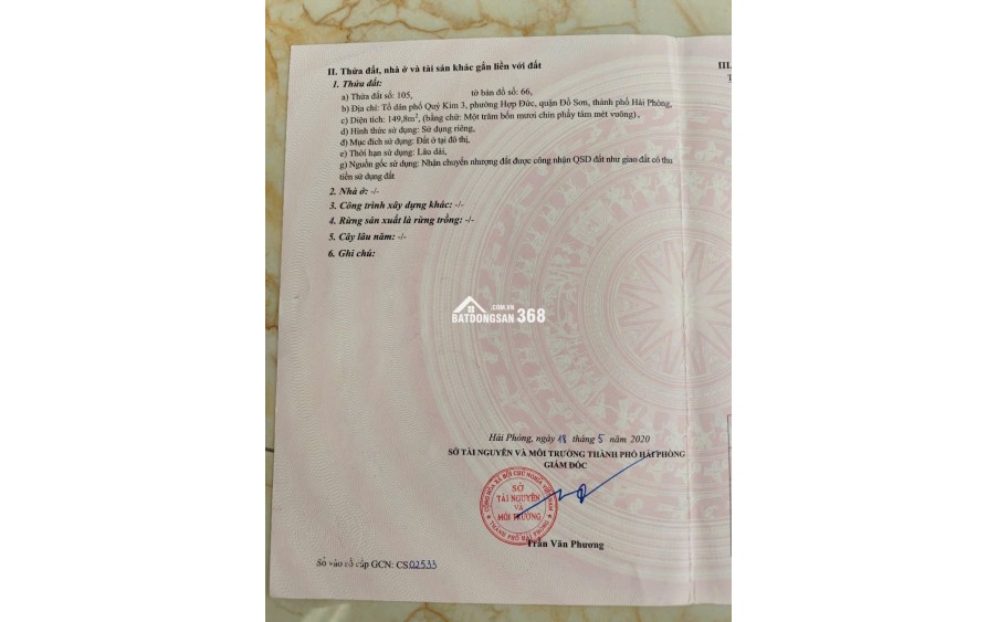 Bán đất mặt đường Trần Minh Thắng, Quý Kim – Đồ Sơn