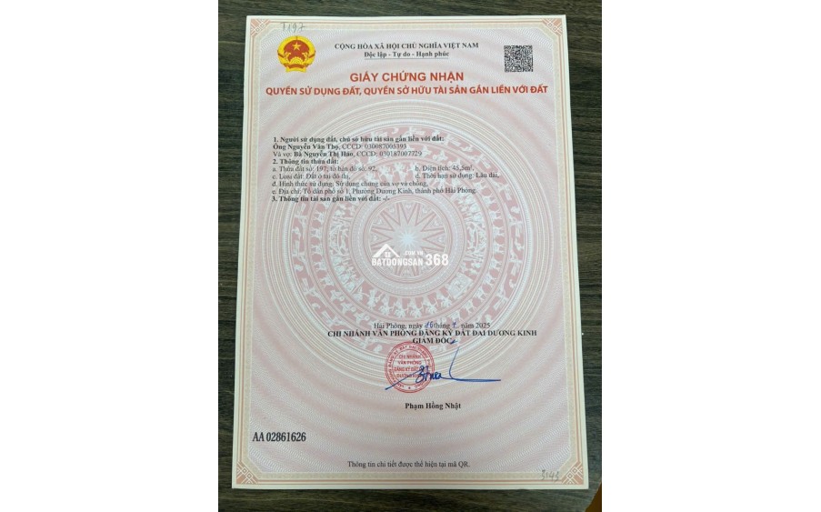  ĐẤT NỀN NGÕ 196 HẢI PHONG – SÁT VIN DƯƠNG KINH – CHỈ 1,1X TỶ