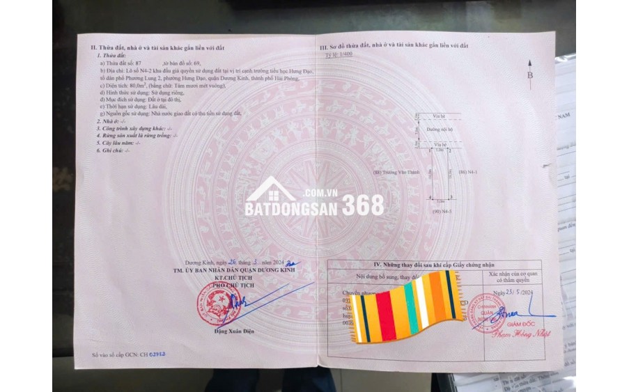 Bán đất khu đấu giá 43 lô trung tâm phường Hưng Đạo, Dương Kinh