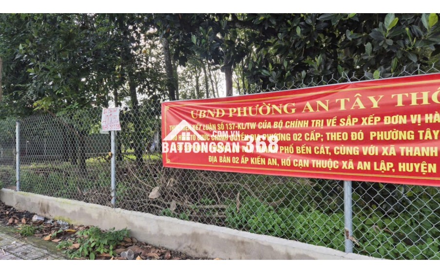 Đất 2 mặt tiền Hùng Vương 3855m2, có 300m2 thổ cư, p. Tây Nam, HCM (An Tây, Bến Cát, Bình Dương cũ)