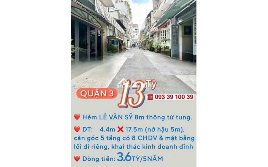 BÁN NHÀ KẾ Q1- Q3- Q4- Q10 - DOANH THU: 3.6 TỶ/5 NĂM- CAO 5 TẦNG HƠN 8 PHÒNG ĐỦ NỘI THẤT: tử 8 tỷ