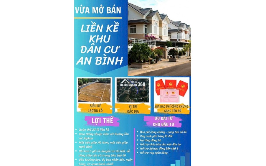 CHỈ HƠN 200 TRIỆU CÓ NGAY 1 SUẤT ĐẦU TƯ TẠI HÒA BÌNH (PHÚ THỌ)