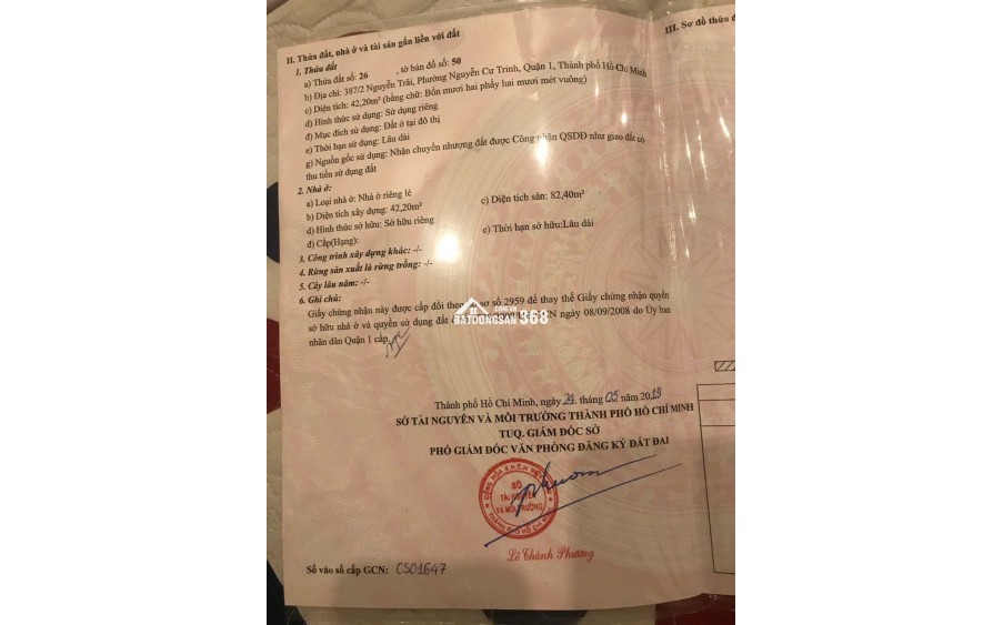 Bán nhà 1 lầu 387/2 đường Nguyễn Trãi, P. Nguyễn Cư Trinh, Q1