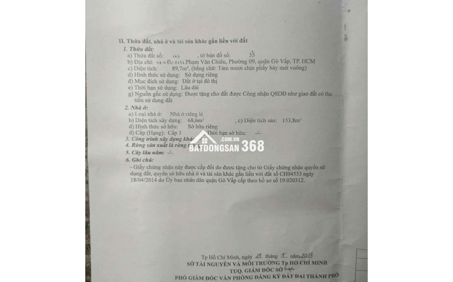 HXH thông 4,2x24 gồm 5PN 4WC Phạm Văn Chiêu P9 Gò Vấp