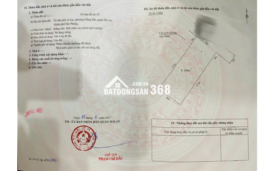 Bán  lô đất biệt thự 160m² tuyến 2 Lê Hồng Phong, Hải An