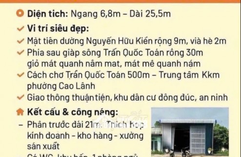 Cho thuê nhà xưởng 68 Nguyễn Hữu Kiến P. Cao Lãnh Tỉnh Đồng Tháp