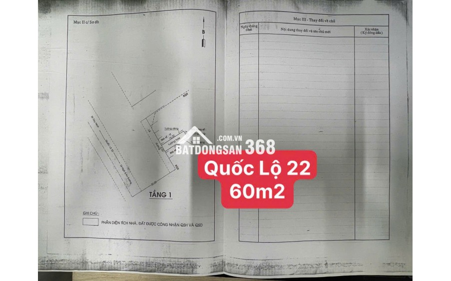 Bán nhà 60m2 mặt tiền Quốc Lộ 22 , Phường Trung Mỹ Tây Q12