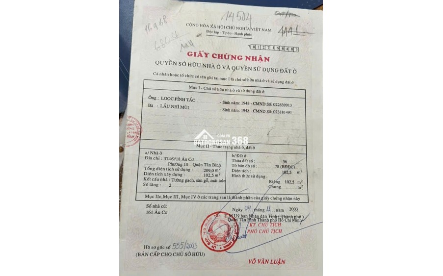 Bán nhà 1 trệt 2 lầu Hẻm 374// Âu Cơ P10 Tân Bình nhà mới siêu đẹp