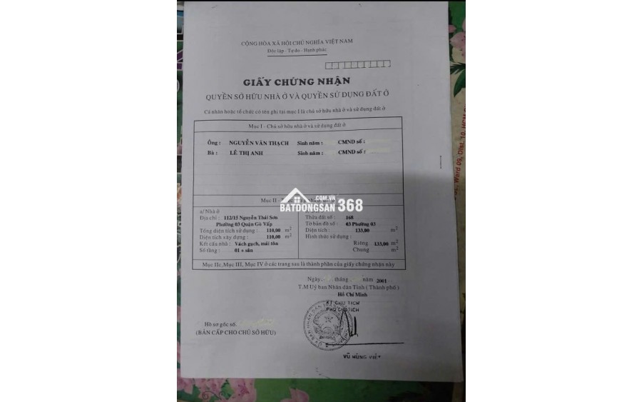 Bán nhà Nhà cấp 4 cũ, nở hậu, sổ hồng mặt tiền Nguyễn Tuân Gò Vấp