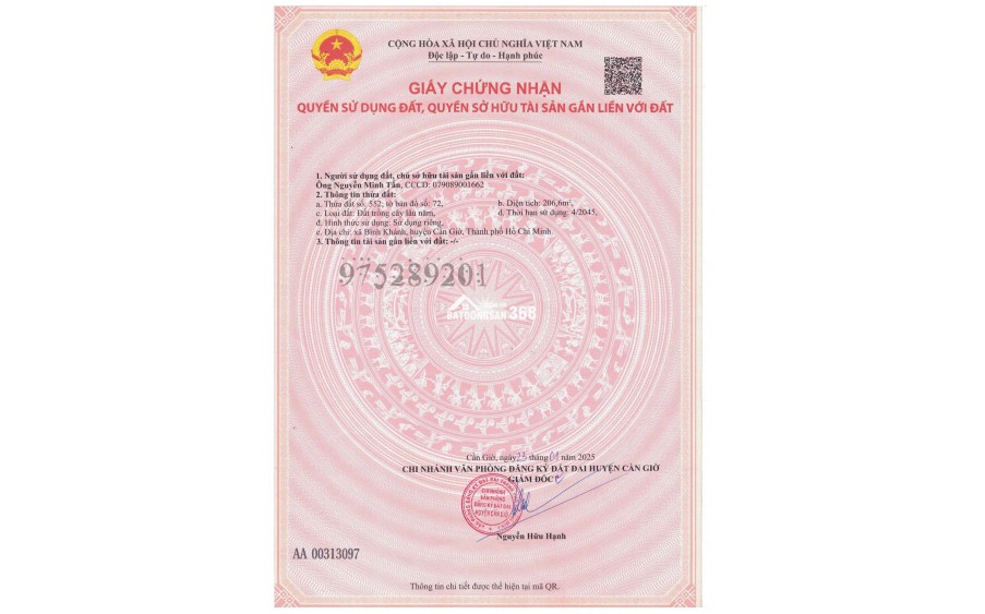 LÔ ĐẤT ĐẸP SỔ HỒNG RIÊNG TRUNG TÂM XÃ BÌNH KHÁNH,HCM