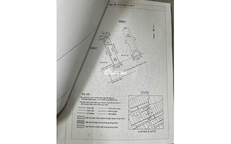Bán nhà 1 trệt 1 lầu 37/26 Nguyễn Ngọc Lộc , P14 Q10