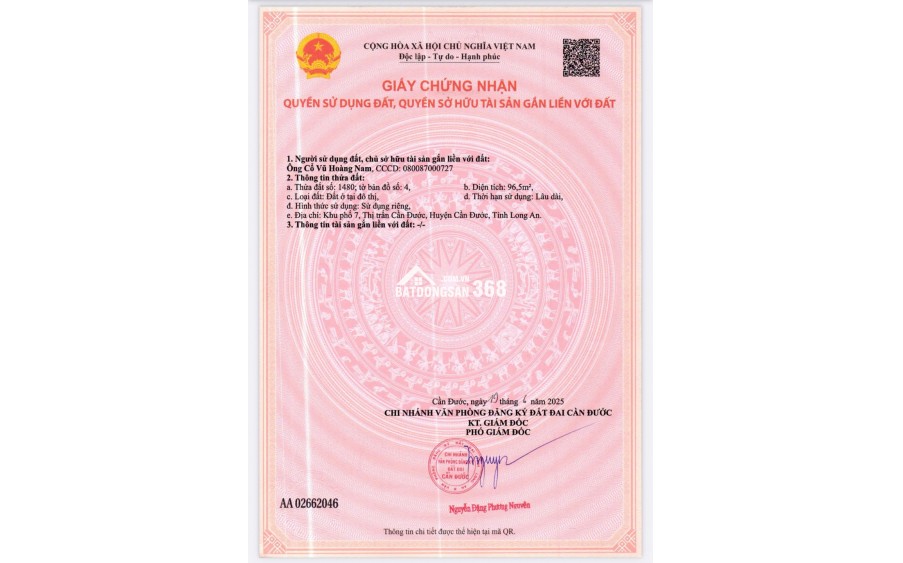 BÁN ĐẤT ĐẸP TRUNG TÂM THỊ TRẤN CẦN ĐƯỚC MẶT TIỀN ĐƯỜNG LỚN