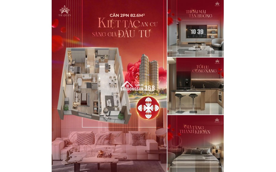 Chiết khấu cực lớn căn hộ chung cư cao cấp 2PN The Queen 360 Giải Phóng - Sổ hồng riêng