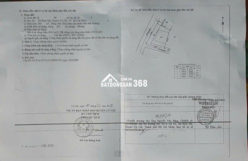 Bán đất 265m2 đường xe hơi xã Bình Mỹ, Huyện Củ Chi