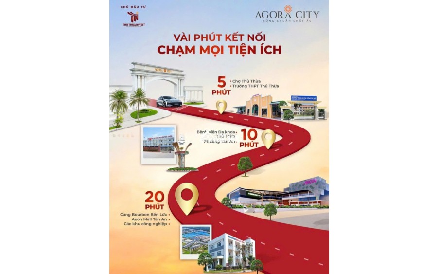 BÁN ĐẤT NỀN DỰ ÁN AGORA CITY MẶT TIỀN ĐT 818 NGAY TRUNG TÂM HÀNH CHÍNH THỦ THỪA  VÀ SIÊU THỊ