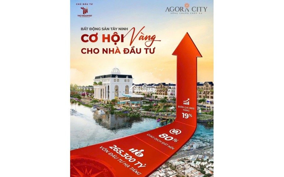 BÁN ĐẤT NỀN DỰ ÁN AGORA CITY MẶT TIỀN ĐT 818 NGAY TRUNG TÂM HÀNH CHÍNH THỦ THỪA  VÀ SIÊU THỊ