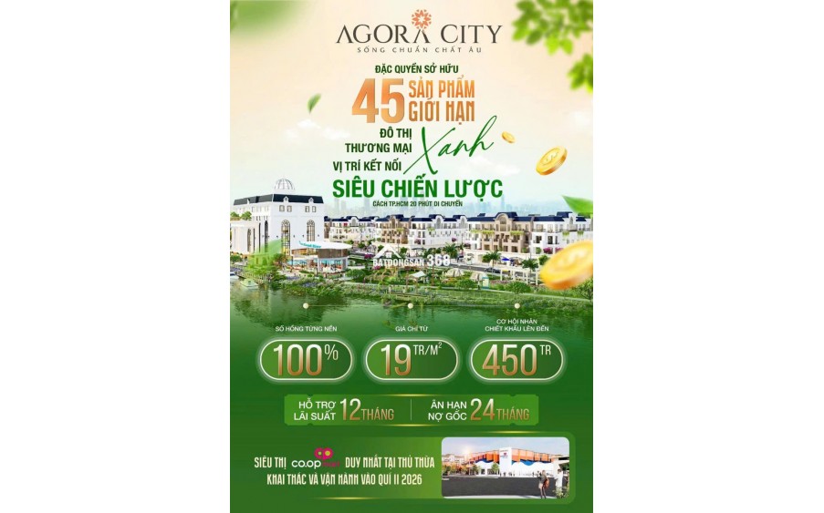 BÁN ĐẤT NỀN DỰ ÁN AGORA CITY MẶT TIỀN ĐT 818 NGAY TRUNG TÂM HÀNH CHÍNH THỦ THỪA LONG AN
