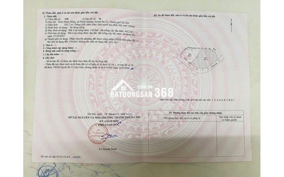 Lô đất Ba Vì có 23m mặt tiền đường nhựa