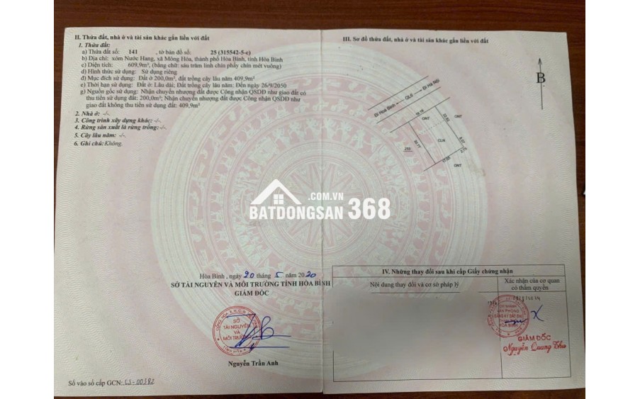 Cần gấp bán lô đất Gân KCN Bình Phú - Gần Trung tâm TP Hòa Bình