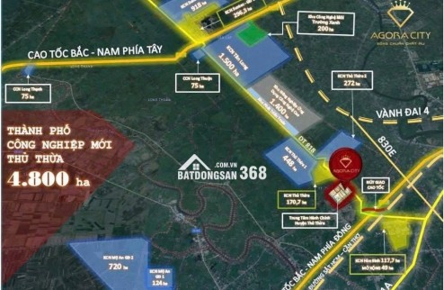 BÁN ĐẤT NỀN DỰ ÁN AGORA CITY MẶT TIỀN ĐT 818 NGAY TRUNG TÂM HÀNH CHÍNH THỦ THỪA  VÀ SIÊU THỊ
