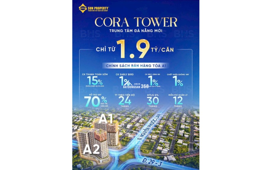 Giỏ hàng căn hộ sân vườn Sun Cora, Giá chỉ 2,6 tỉ, 69m2